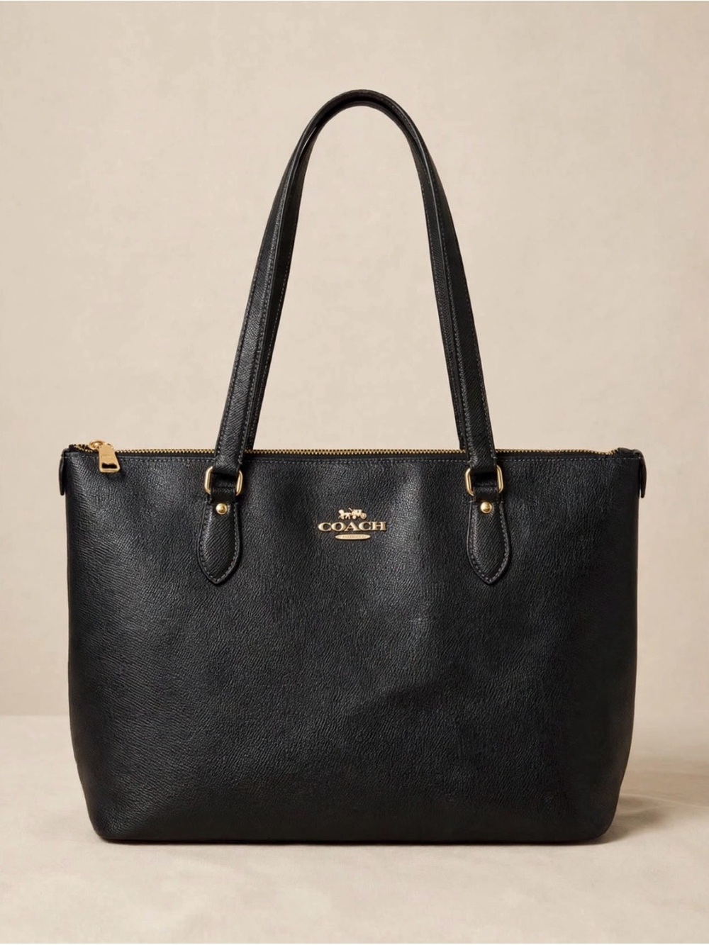 ✨ CLASSIC COACH BLACK LEATHER GALLERY TOTE BAG ✨
